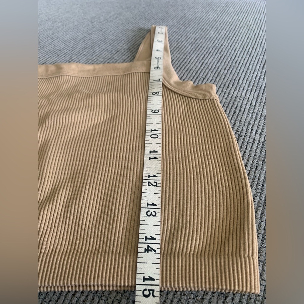 Choices Tan Ribbed Crop Top One Size - Picture 6 of 6